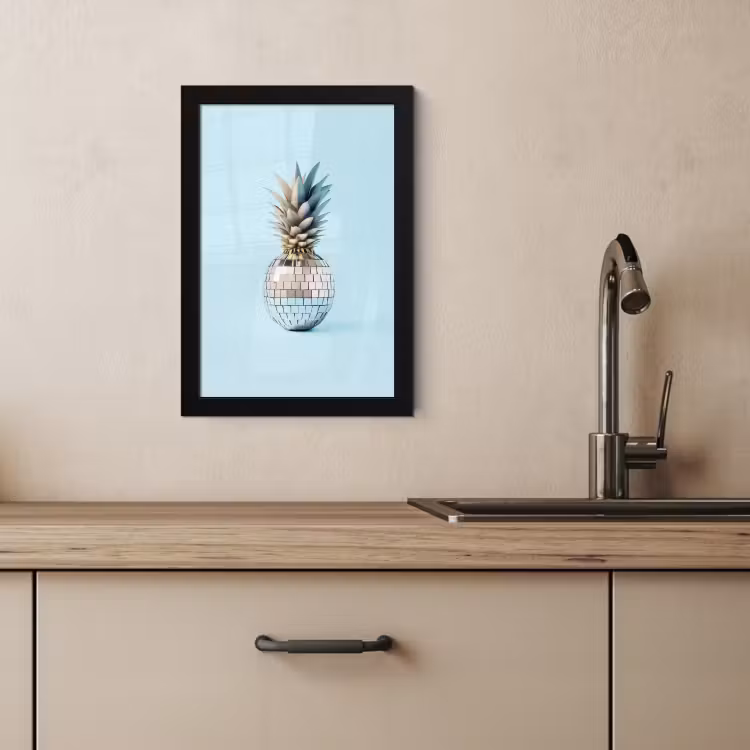 Poster met lijst - Blauw - Ananas - Disco - Discobal — 3