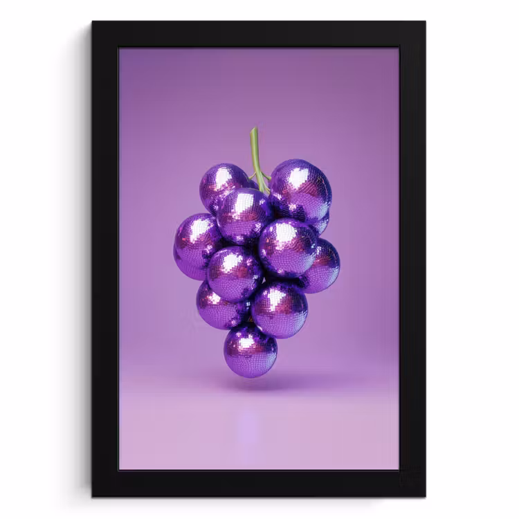 Poster met lijst - Druif - Disco - Glitter - Paars — 1