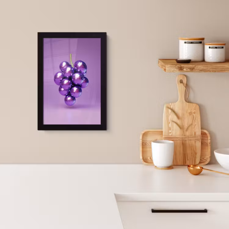 Poster met lijst - Druif - Disco - Glitter - Paars — 2