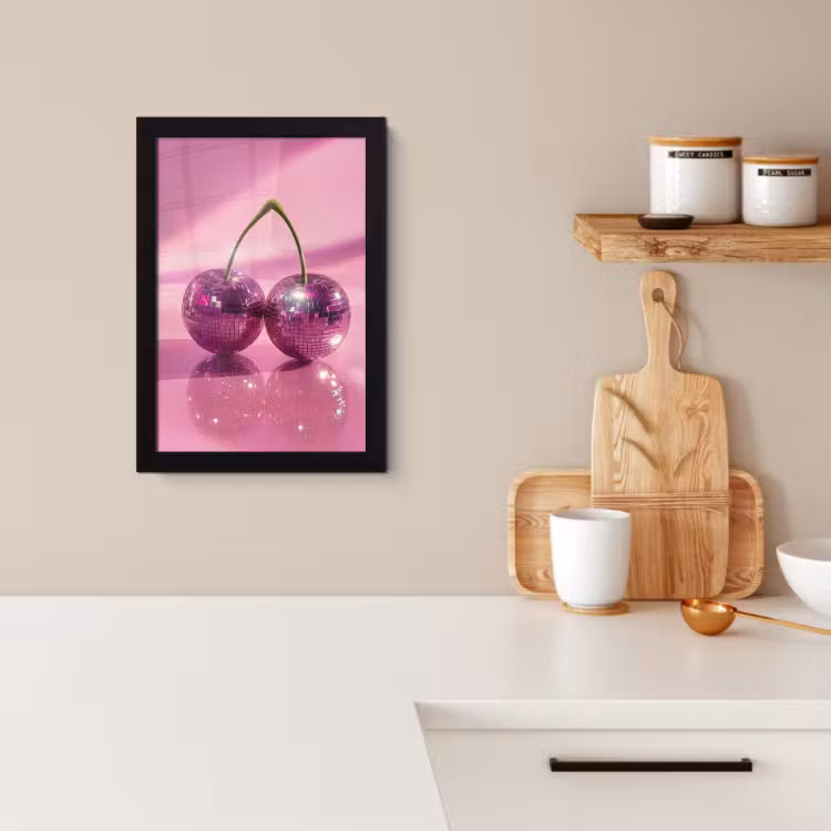 Poster met lijst - Glitter - Discobol - Roze - Kersen — 2