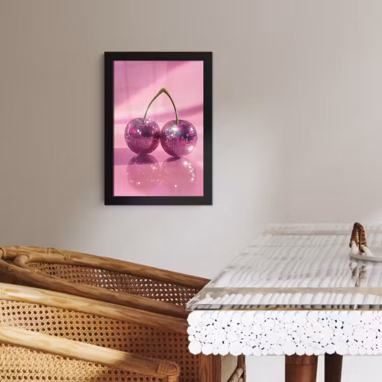 Poster met lijst - Glitter - Discobol - Roze - Kersen — 4
