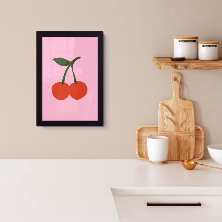 Poster met lijst - Kersen - Roze - Illustratie — 2