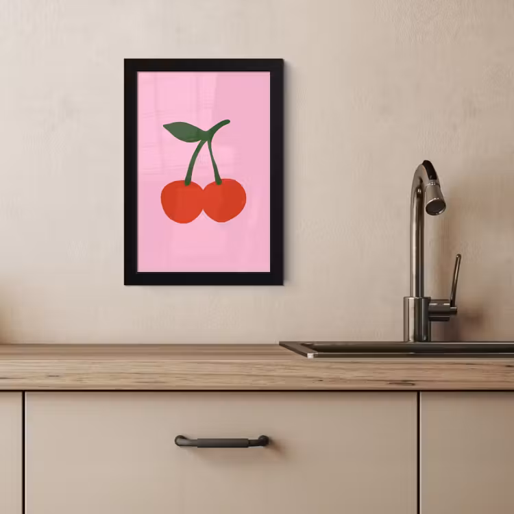 Poster met lijst - Kersen - Roze - Illustratie — 3