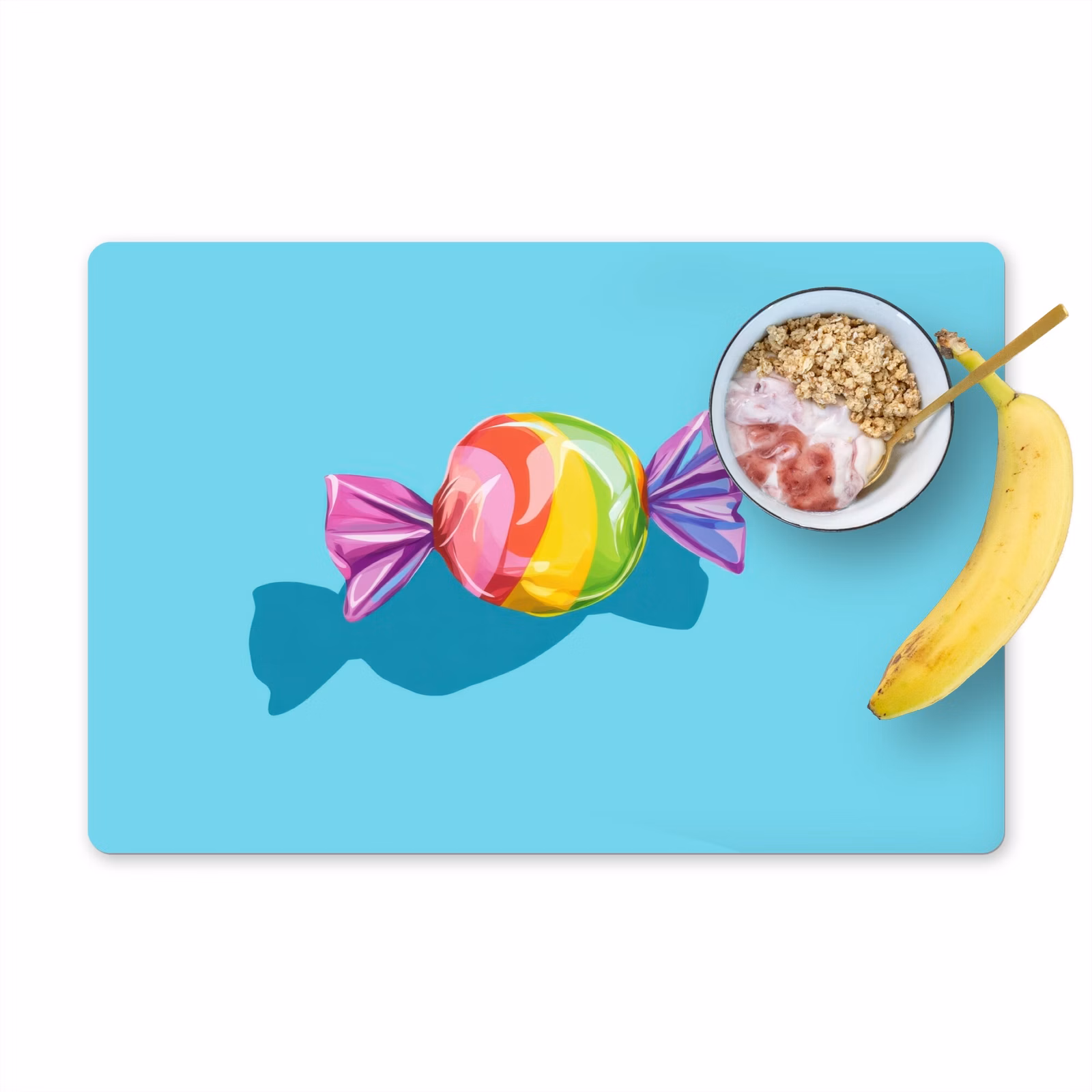 Placemat vinyl - Blauw - Snoep - Regenboog — 1