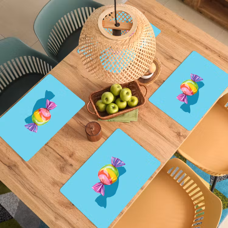 Placemat vinyl - Blauw - Snoep - Regenboog — 3