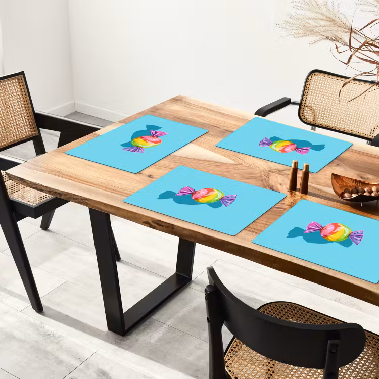 Placemat vinyl - Blauw - Snoep - Regenboog — 4