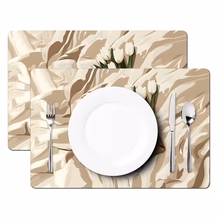 Placemat vinyl - Boek - Illustratie - Tulpen - Koffie — 2