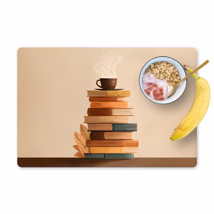 Placemat vinyl - Boeken - Toren - Koffie - Beige — 1