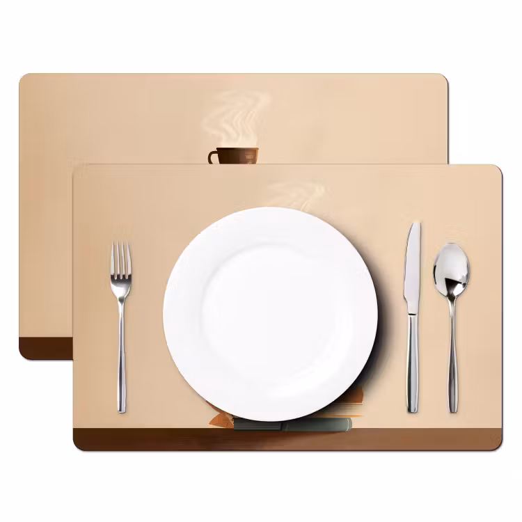 Placemat vinyl - Boeken - Toren - Koffie - Beige — 2