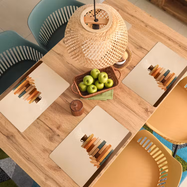 Placemat vinyl - Boeken - Toren - Koffie - Beige — 3