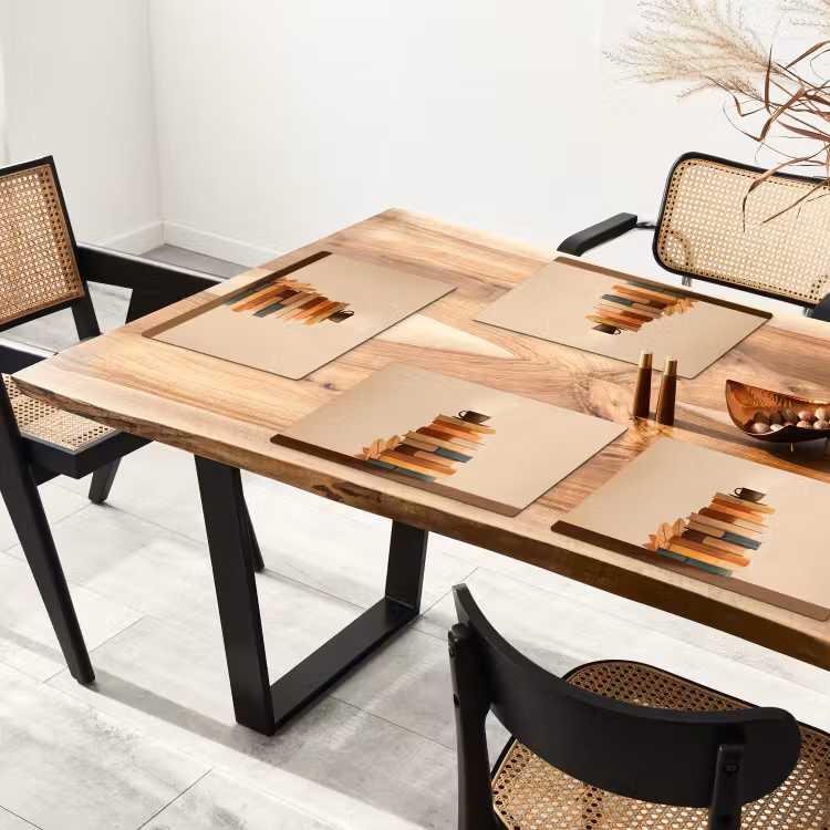 Placemat vinyl - Boeken - Toren - Koffie - Beige — 4