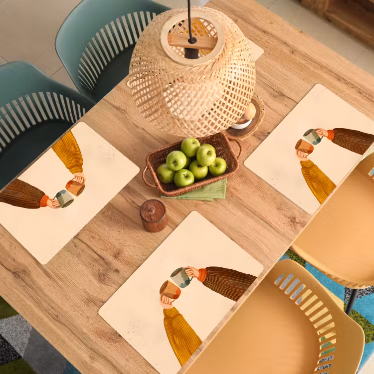 Placemat vinyl - Illustratie - Mokken - Proosten - Bruin — 3
