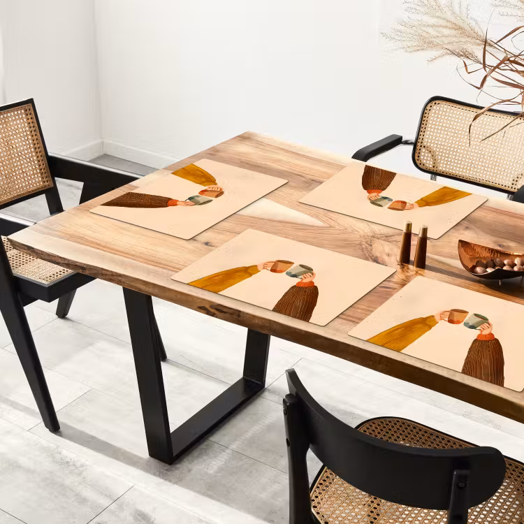 Placemat vinyl - Illustratie - Mokken - Proosten - Bruin — 4