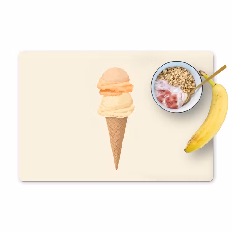 Placemat vinyl - Minimalistisch - Schepijs - Hoorntje - Beige — 1