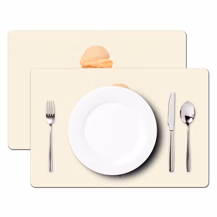 Placemat vinyl - Minimalistisch - Schepijs - Hoorntje - Beige — 2