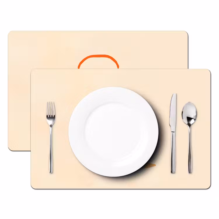 Placemat vinyl - Oranje - Theepot - Bloemen - Bladeren — 2
