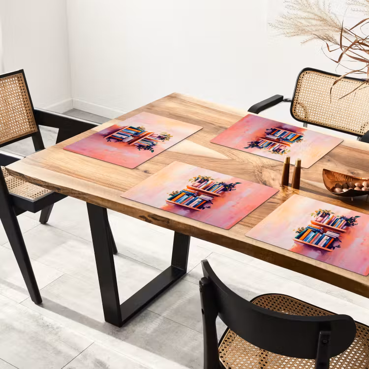 Placemat vinyl - Planken - Boeken - Bladeren — 4