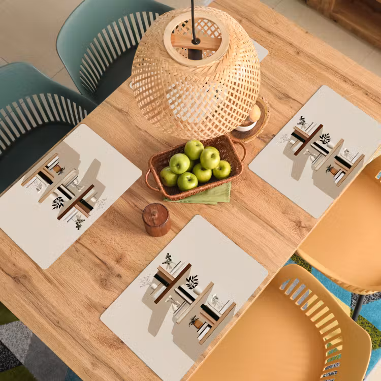 Placemat vinyl - Plankjes - Boeken - Vaasjes - Planten — 3