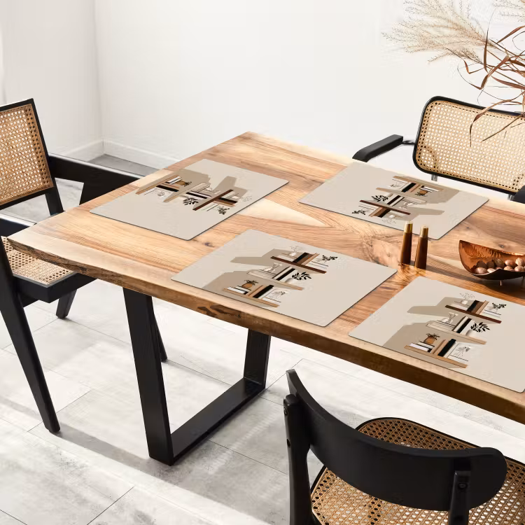 Placemat vinyl - Plankjes - Boeken - Vaasjes - Planten — 4
