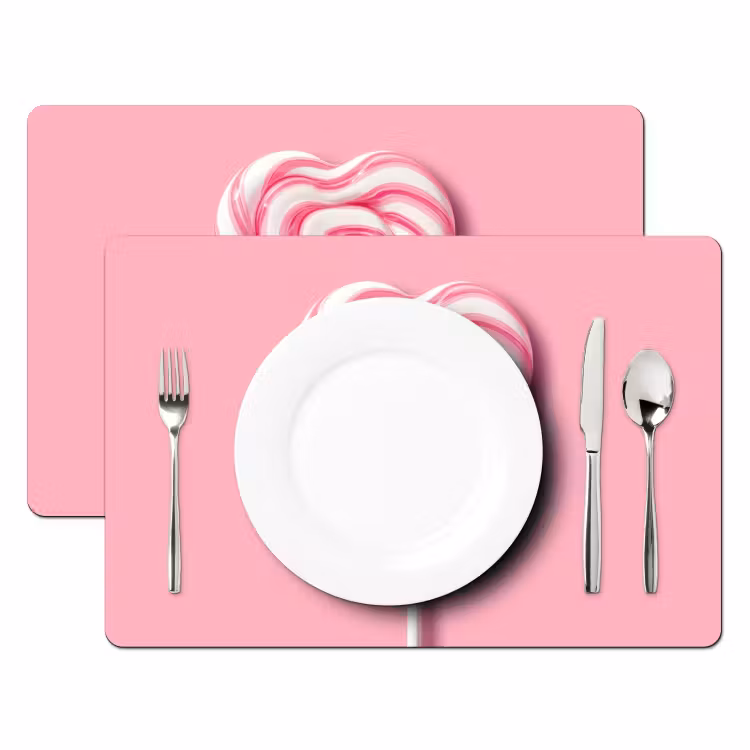Placemat vinyl - Snoep - Lolly - Hart- Roze — 2