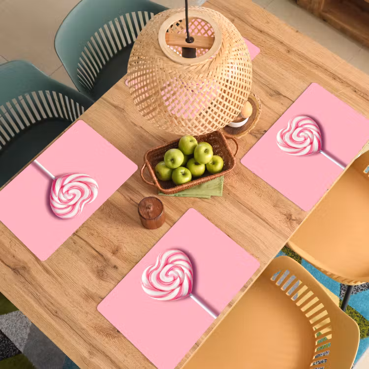 Placemat vinyl - Snoep - Lolly - Hart- Roze — 3