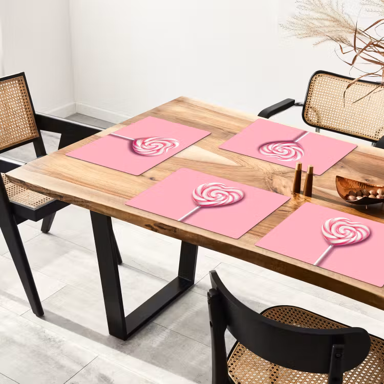 Placemat vinyl - Snoep - Lolly - Hart- Roze — 4