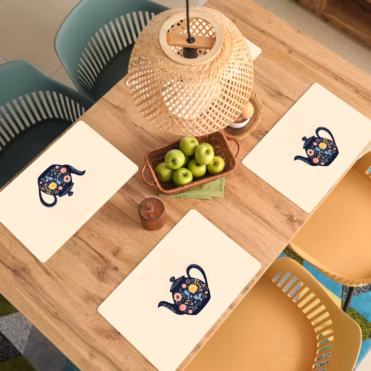 Placemat vinyl - Theepot - Kleurrijk - Bloemen — 3
