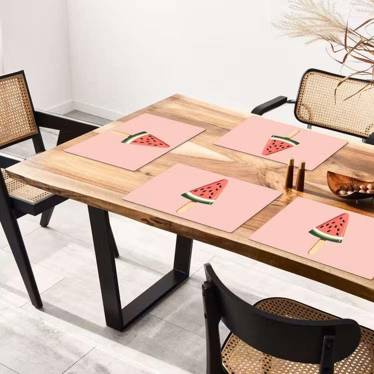 Placemat vinyl - Watermeloen - Ijsje - Pitjes - Rood — 4