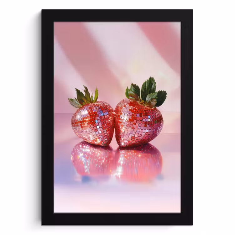 Poster met lijst - Disco - Fruit - Glitter - Strawberry — 1