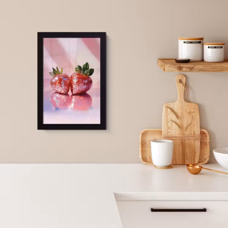 Poster met lijst - Disco - Fruit - Glitter - Strawberry — 2