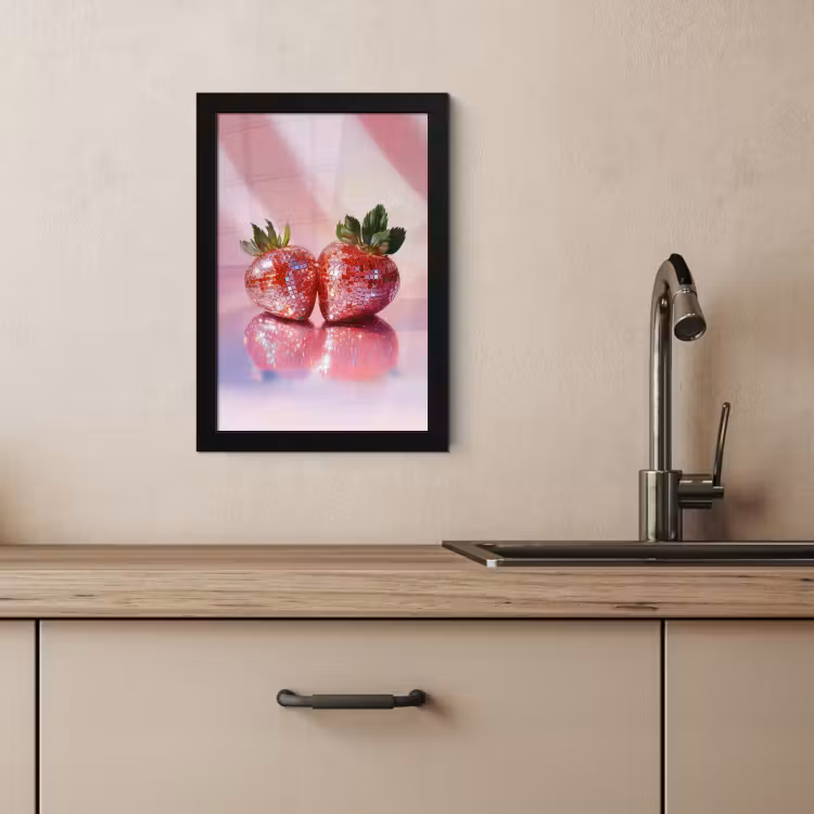 Poster met lijst - Disco - Fruit - Glitter - Strawberry — 3