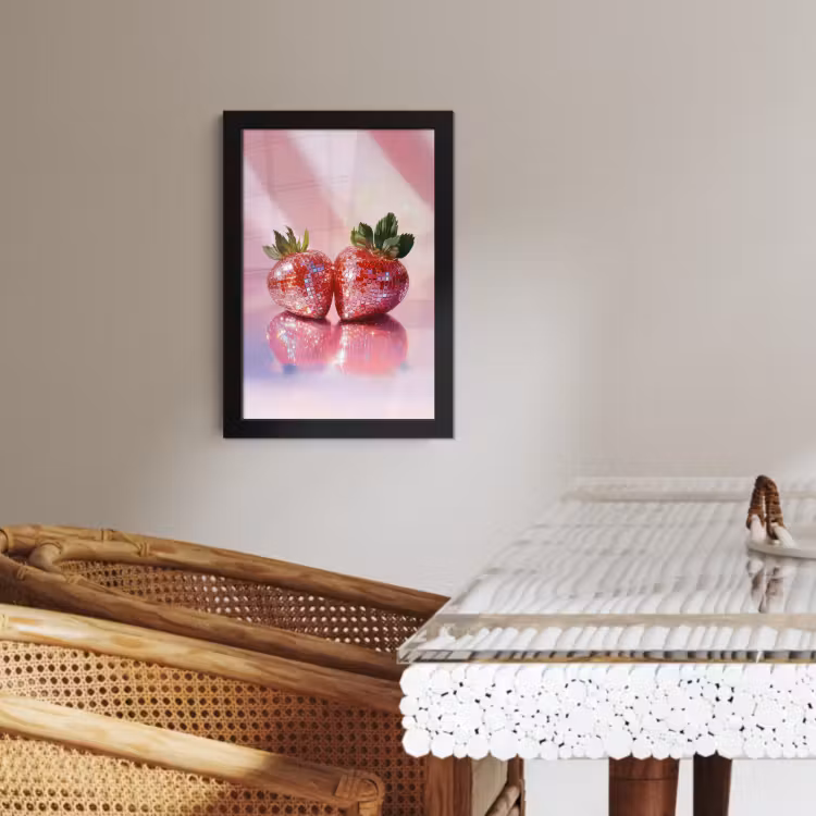 Poster met lijst - Disco - Fruit - Glitter - Strawberry — 4