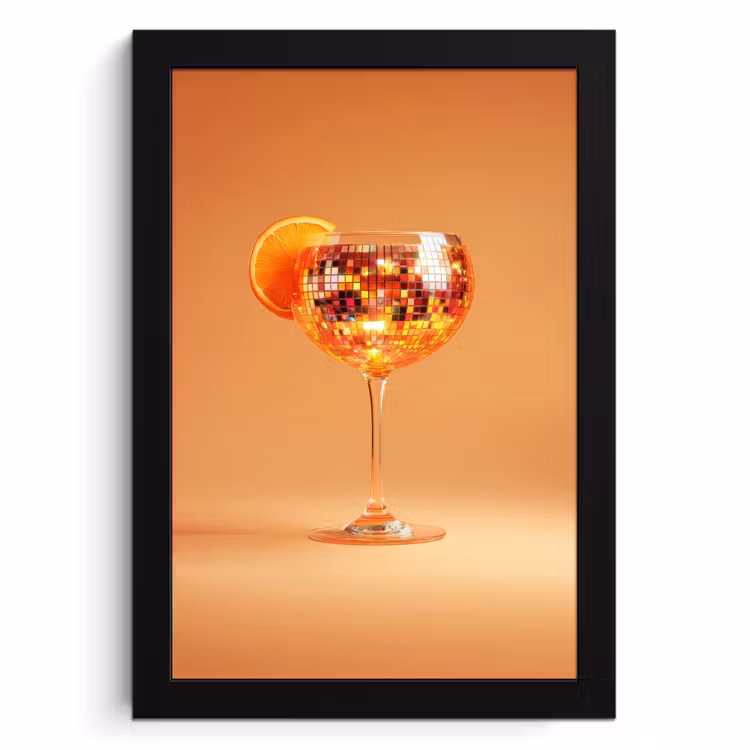 Poster met lijst - Drank - Oranje - Glitter - Disco — 1