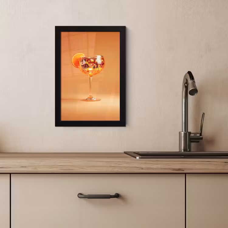 Poster met lijst - Drank - Oranje - Glitter - Disco — 2