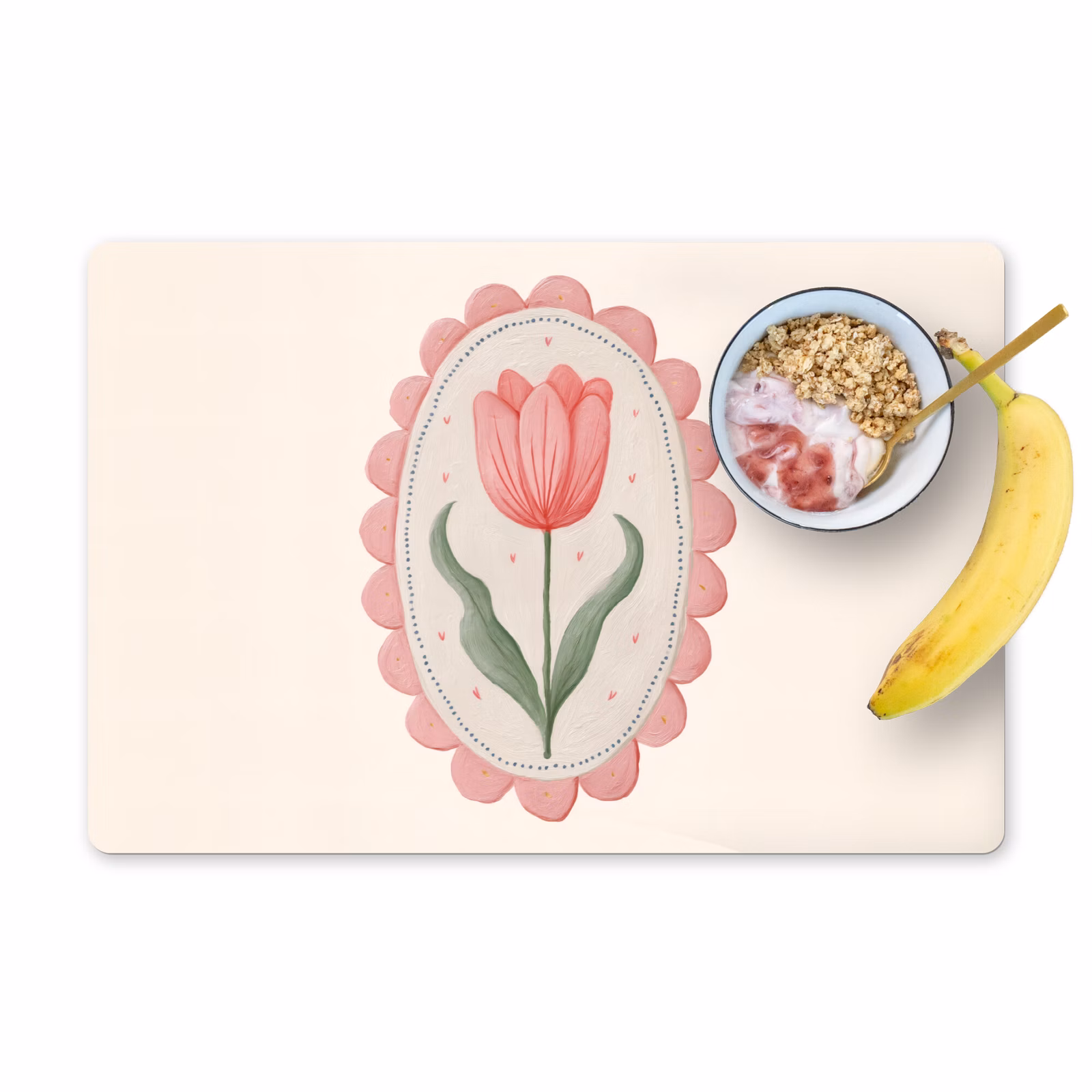 Placemat vinyl - Tulp - Lijst - Ovaal - Illustratie — 1