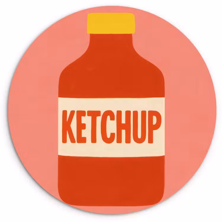 Muurcirkel - Ketchup - Fles - Rood - Minimalistisch — 1