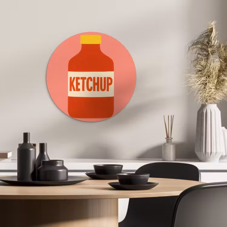 Muurcirkel - Ketchup - Fles - Rood - Minimalistisch — 2