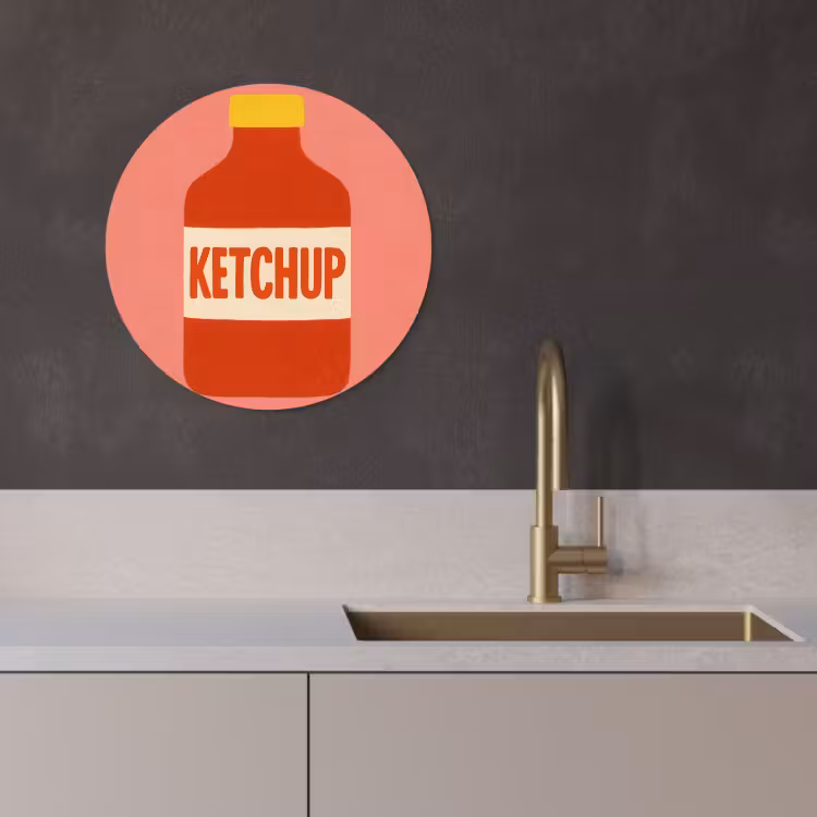 Muurcirkel - Ketchup - Fles - Rood - Minimalistisch — 3