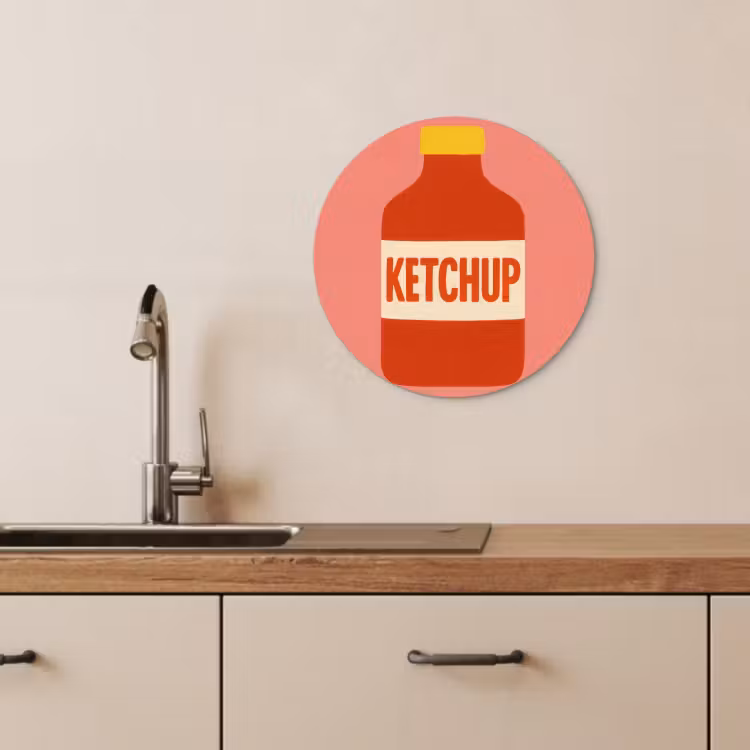 Muurcirkel - Ketchup - Fles - Rood - Minimalistisch — 4