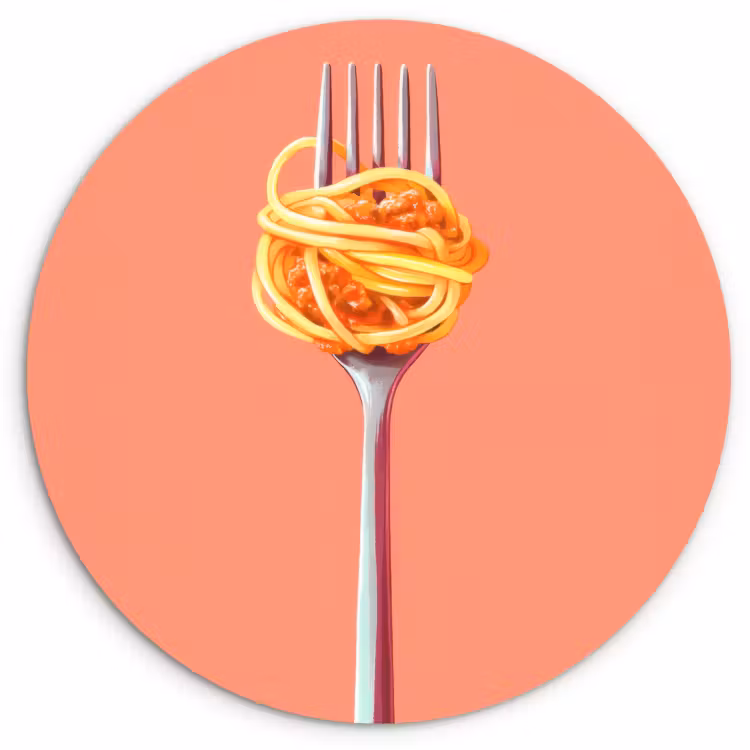 Muurcirkel - Vork - Spaghetti - Artistiek - Roze — 1