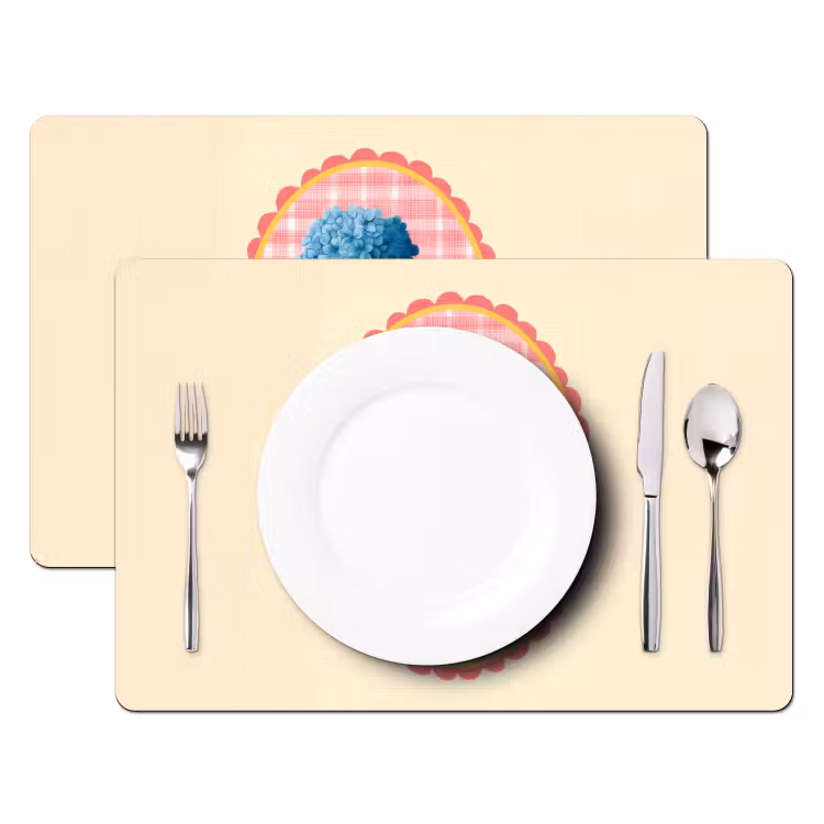 Placemat vinyl - Bloemen - Blauw - Lijst - Bladeren — 2