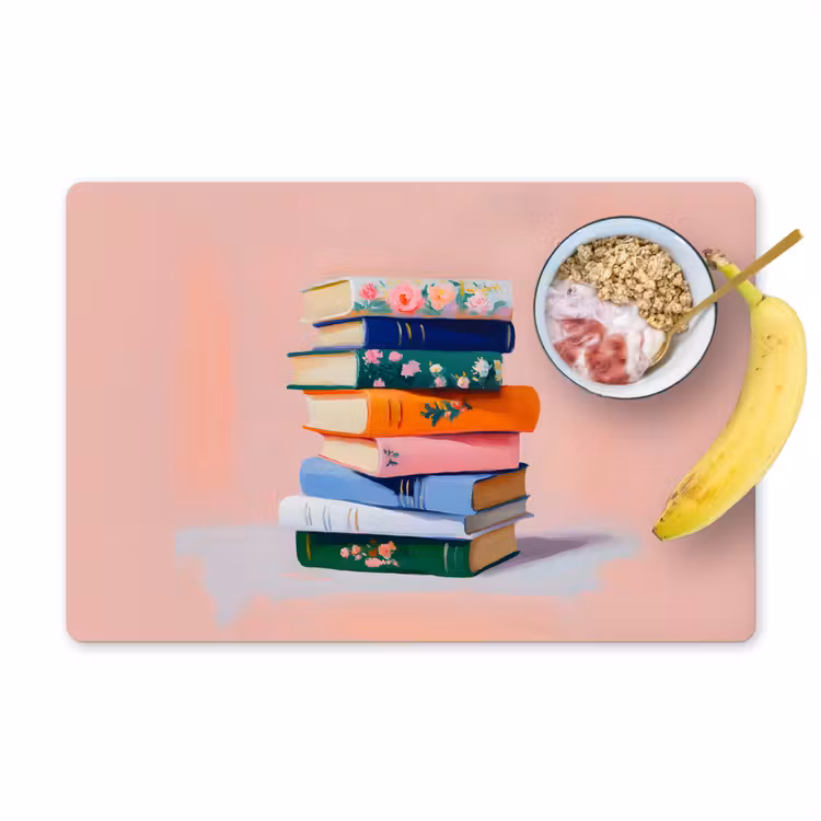 Placemat vinyl - Boeken - Stapel - Kleurrijk — 1