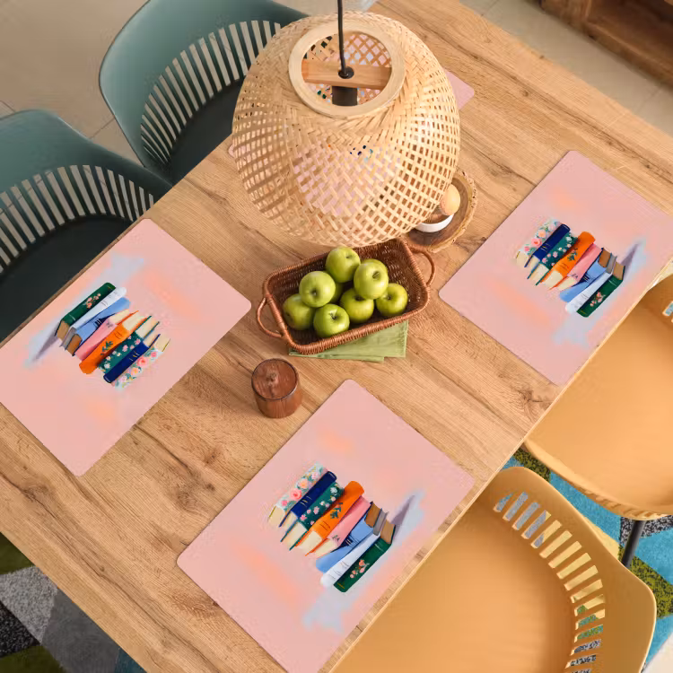 Placemat vinyl - Boeken - Stapel - Kleurrijk — 3