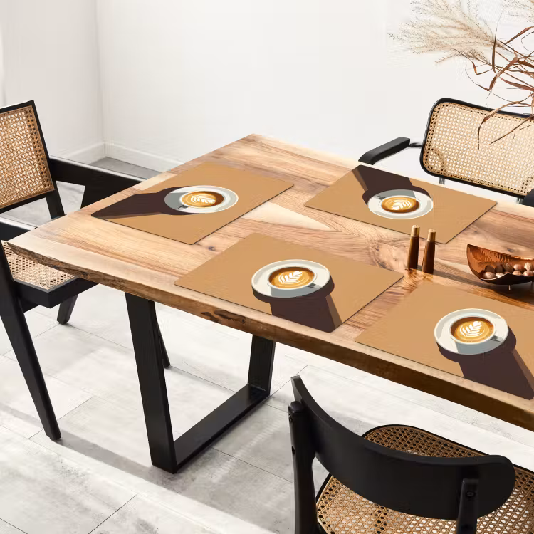 Placemat vinyl - Cappuccino - Kop - Schotel - Minimalitisch — 4