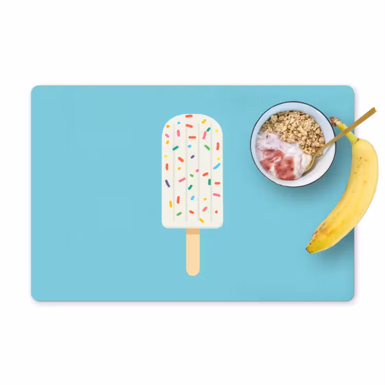 Placemat vinyl - Ijsje - Stokje - Sprinkles - Lichtblauw — 1