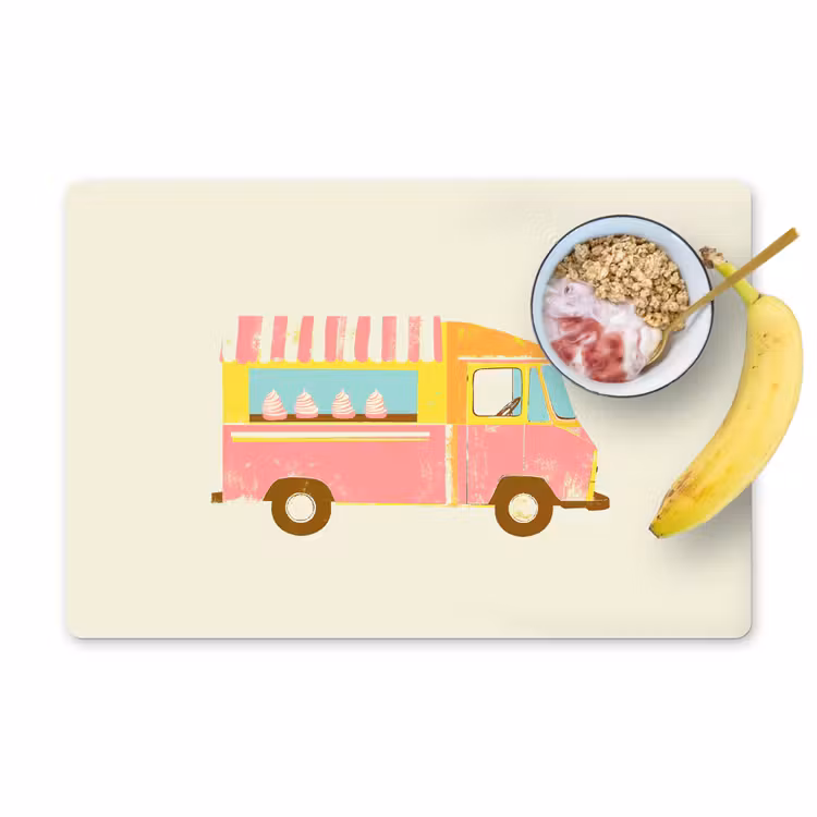 Placemat vinyl - Ijskar - Retro - Softijsjes - Roze — 1