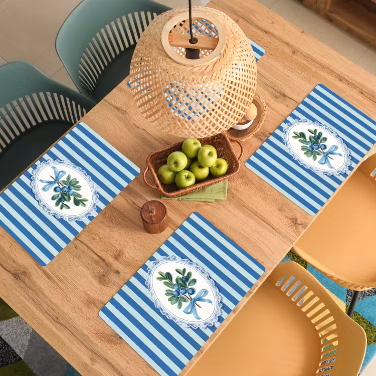 Placemat vinyl - Illustratie - Bessen - Blauw - Strepen — 3