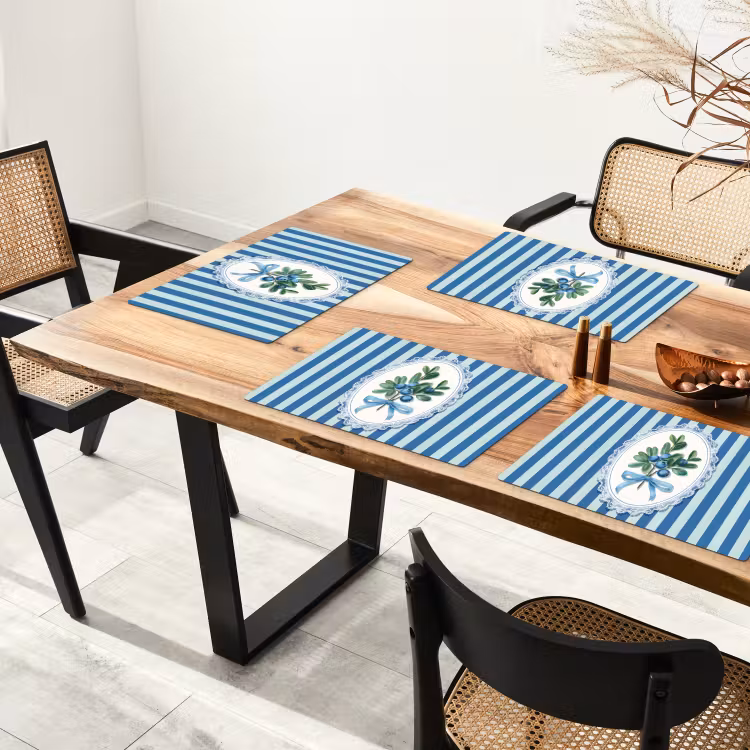 Placemat vinyl - Illustratie - Bessen - Blauw - Strepen — 4