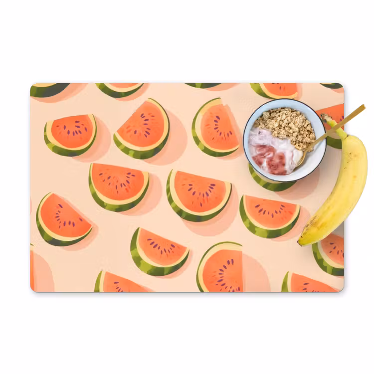 Placemat vinyl - Watermeloen - Schijfjes - Pitten - Rood — 1