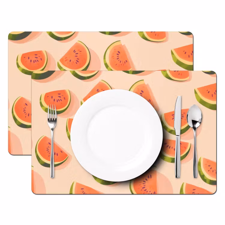 Placemat vinyl - Watermeloen - Schijfjes - Pitten - Rood — 2